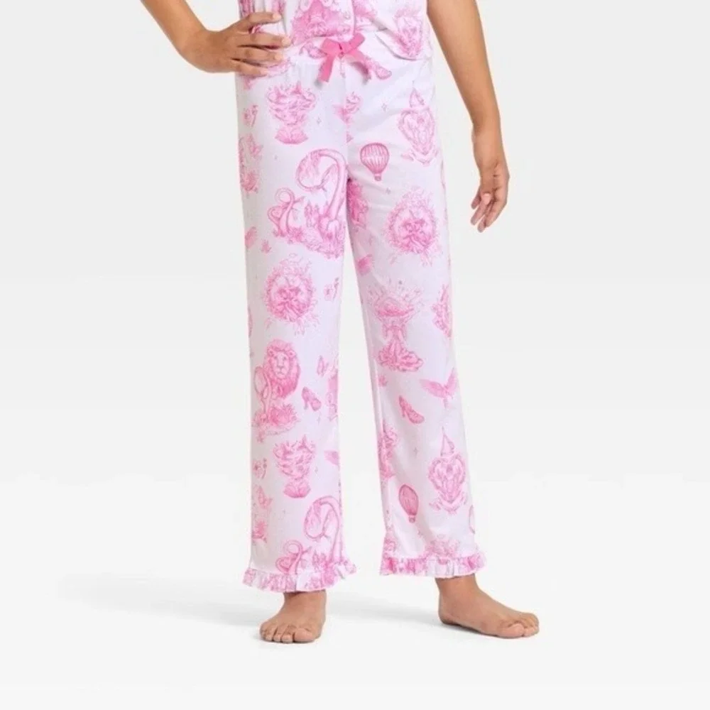 Katie‎ Kime Wicked Girls Pajama Set Pink White 2pc Sz M 8 Flame NWT